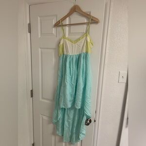 Billabong blue, white & neon green flowy dress